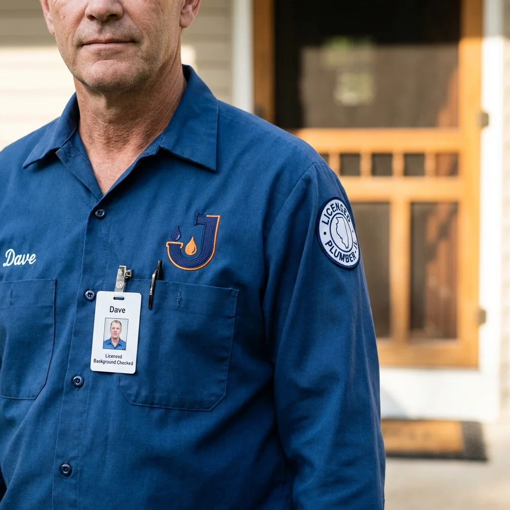 Licensed plumber showing ID badge in East Haddam, CT
